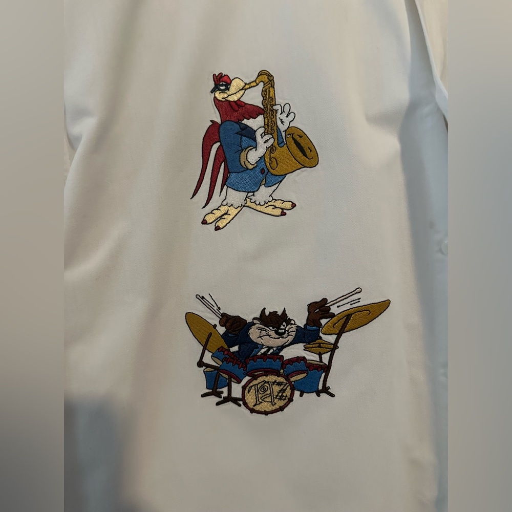 White Cotton Acme University Shirt Medium Embroidered - Picture 11 of 11